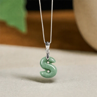 Buddha Stones "May You Find Your Own Meaning" Natural A-Z Letter Jade Titanium Steel Chain Necklace Includes Gift Message Card - image 184