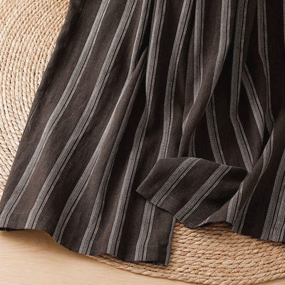 Buddha Stones Spring Summer Casual Drawstring Striped Cropped Pants Women's Wide Leg Pants With Pockets - image 15