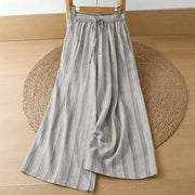 Foviel Frühling Sommer Casual Zugzug gestreift Cropped Hose Damen weites Bein Hose mit Taschen