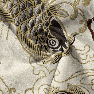 Buddha Stones Cotton Vintage Koi Wave Pattern Men's Short Sleeve Half Button Shirt - image 2