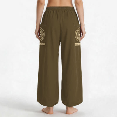 Buddha Stones Cotton Lotus Mandala Pattern Women's Elastic Waist Harem Pants With Side Pockets - image 9