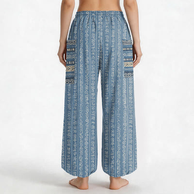 Buddha Stones Cotton Ethnic Geometric Stripe Pattern Women's Elastic Waist Harem Pants With Side Pockets - image 2
