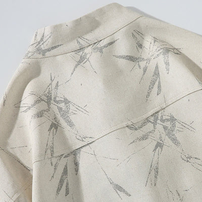 Buddha Stones Spring Casual Tang Style Frog Button Bamboo Print Men's Long Sleeve Shirts - image 9