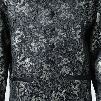 Buddha Stones Fall Winter Tang Style Elegant Mandarin Collar Abstract Dragon Men's Jacket With Pockets - image 10