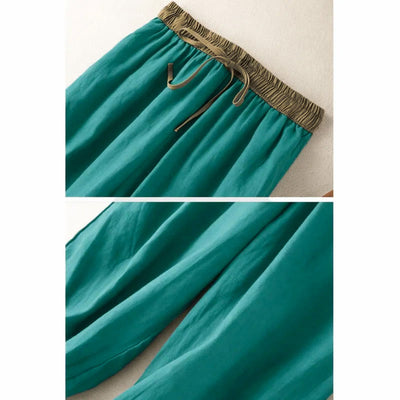 Buddha Stones Plain Cotton Drawstring Women's Harem Pants With Pockets - image 13