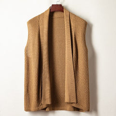 Buddha Stones Fall Casual Minimalist Side Slit Solid Knit Tank Top Men's Vests - Tan - US/UK/AU42，EU52 (3XL) - image 0