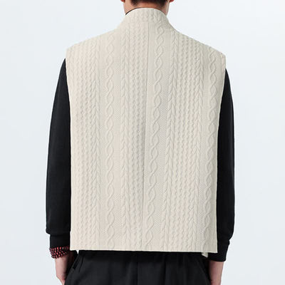 Buddha Stones Fall Winter Casual Minimalist Solid Knit Tank Top Men's Vests - image 8