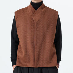 Buddha Stones Fall Winter Casual Minimalist Solid Knit Tank Top Men's Vests - Sienna - US/UK/AU46，EU56 (5XL) - image 0