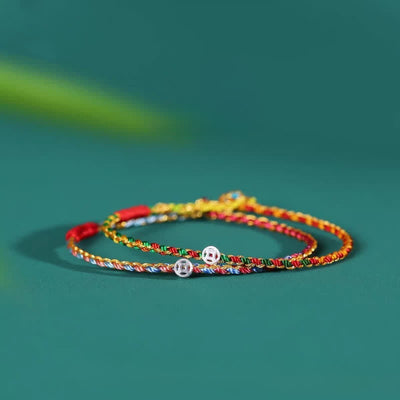 Buddha Stones 925 Sterling Silver Colorful Braided Fortune Bracelet - image 4