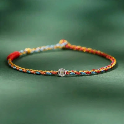 FREE Today: Blessing and Fortune 925 Sterling Silver Colorful Braided Bracelet - Red Blue - 7.1–7.5 in (18–19 cm) - image 2