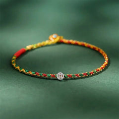 FREE Today: Blessing and Fortune 925 Sterling Silver Colorful Braided Bracelet - Yellow Green - 7.1–7.5 in (18–19 cm) - image 0