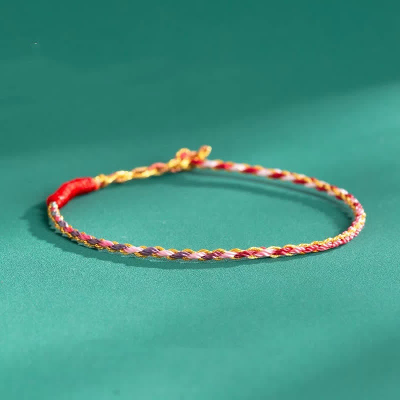 Buddha Stones 925 Sterling Silver Hand-Woven Multicolor Red String Faith Bracelet - Pink Color Scheme(Plain Rope) - 7.5–7.9 in (19–20 cm) - image 11