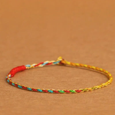 Buddha Stones 925 Sterling Silver Hand-Woven Multicolor Red String Faith Bracelet - Yellow Color Scheme(Plain Rope) - 7.5–7.9 in (19–20 cm) - image 10
