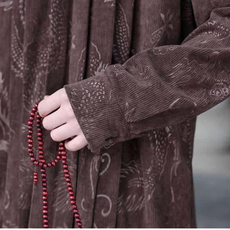 Buddha Stones Fall Winter Casual Tang Style Mandarin Collar Abstract Men's Jackets - image 7