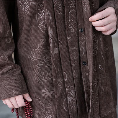 Buddha Stones Fall Winter Casual Tang Style Mandarin Collar Abstract Men's Jackets - image 6