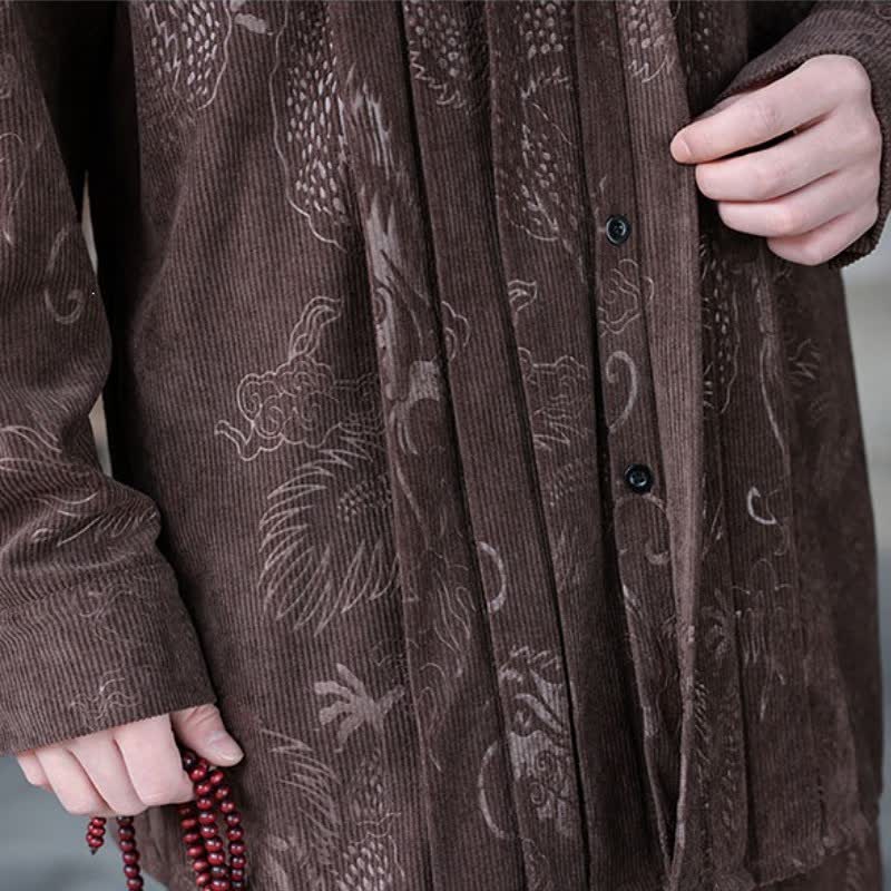 Buddha Stones Fall Winter Casual Tang Style Mandarin Collar Abstract Men's Jackets - image 6