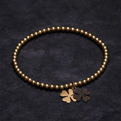 FREE Today: Luck and Wealth Copper Beads Four-Leaf Clover Charm Bracelet - 7.1–7.5 in (18–19 cm) - image 0