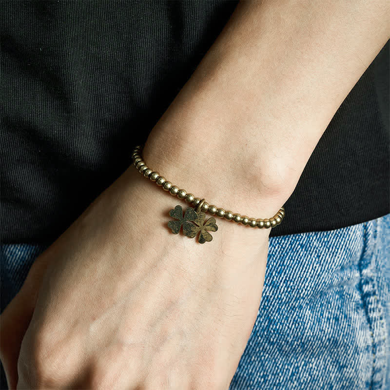 FREE Today: Luck and Wealth Copper Beads Four-Leaf Clover Charm Bracelet - image 3