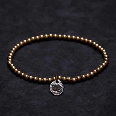 Buddha Stones Copper Beads Lotus Charm Healing Bracelet - 7.1–7.5 in (18–19 cm) - image 0
