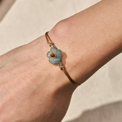 Buddha Stones Natural Jade Hand-Woven Floral Harmony Bracelet - image 4