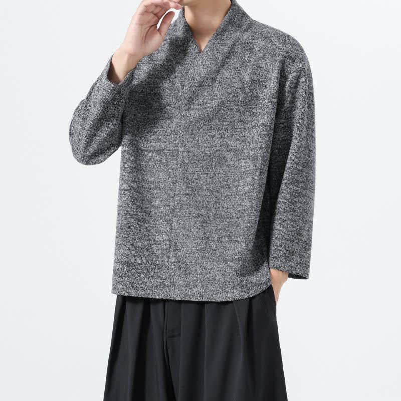 Buddha Stones Fall Winter Minimalist Casual Solid Men's Long Sleeve T-Shirts - image 9