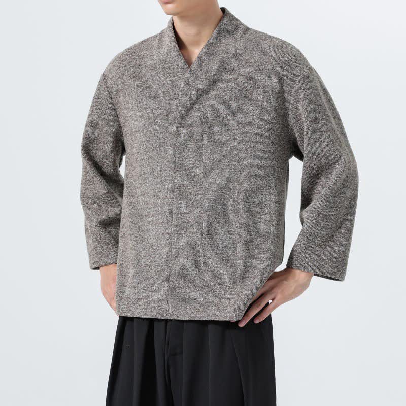 Buddha Stones Fall Winter Minimalist Casual Solid Men's Long Sleeve T-Shirts - image 4