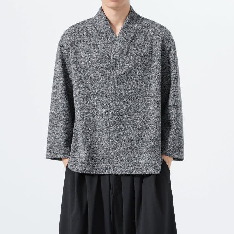 Buddha Stones Fall Winter Minimalist Casual Solid Men's Long Sleeve T-Shirts - image 7