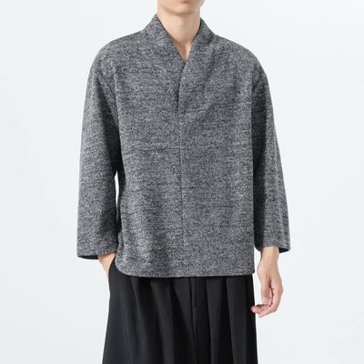 Buddha Stones Fall Winter Minimalist Casual Solid Men's Long Sleeve T-Shirts - Gray - US/UK/AU46，EU56 (5XL) - image 6