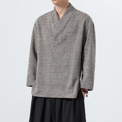 Buddha Stones Fall Winter Minimalist Casual Solid Men's Long Sleeve T-Shirts - image 2