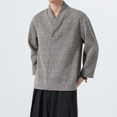 Buddha Stones Fall Winter Minimalist Casual Solid Men's Long Sleeve T-Shirts - image 3