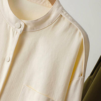 Buddha Stones Fall Casual Tang Style Mandarin Collar Solid Women's Jacket With Patch Pocket - image 17