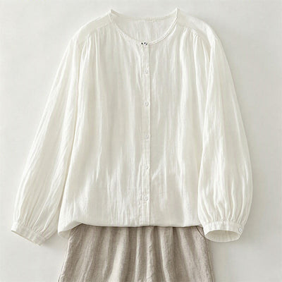 Buddha Stones Spring Fall Casual Vintage Button-Up Solid Women's Long Sleeve Shirts - image 15