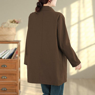 Buddha Stones Fall Simple Vintage Plaid Women's Jacket With Pockets - image 18