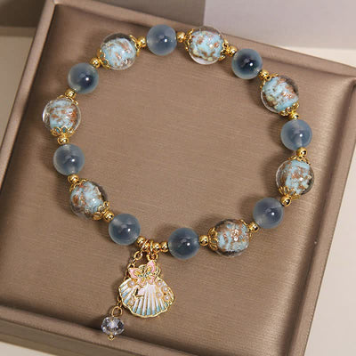 Buddha Stones Candy Agate Liuli Glass Bead Love Shell Butterfly Charm Bracelet - image 3