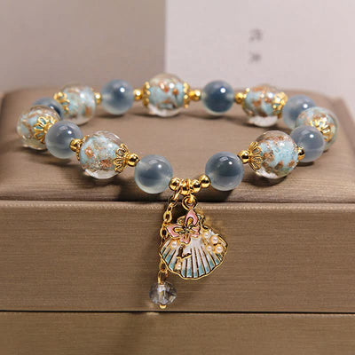 Buddha Stones Candy Agate Liuli Glass Bead Love Shell Butterfly Charm Bracelet - image 8