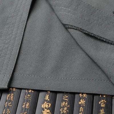 Buddha Stones 2Pcs Spring Fall Tang Style Casual Mandarin Collar Frog Button Solid Shirt Pants Men's Meditation Cloth With Pockets - image 5