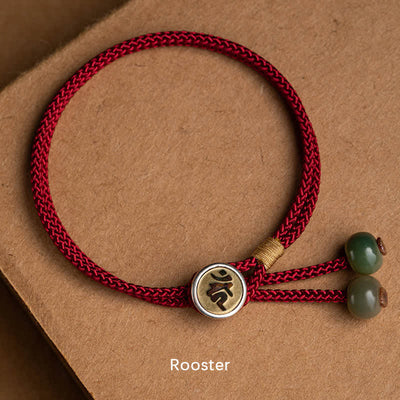 Buddha Stones 925 Sterling Silver Handmade Cyan Bodhi Seed Protection Braided Red String Bracelet - Rooster(Wrist Circumference 14-18cm) - image 9