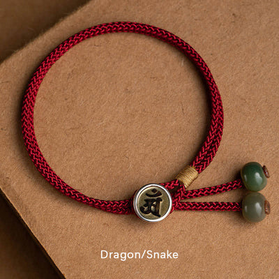 Buddha Stones 925 Sterling Silver Handmade Cyan Bodhi Seed Protection Braided Red String Bracelet - Dragon/Snake(Wrist Circumference 14-18cm) - image 7