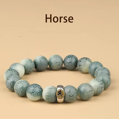 Buddha Stones Chinese Zodiac Bodhi Seed Om Mani Padme Hum Engraved Wisdom Bracelet - Horse - 12mm(Wrist Circumference 14-17cm) - image 19