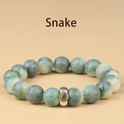 Buddha Stones Chinese Zodiac Bodhi Seed Om Mani Padme Hum Engraved Wisdom Bracelet - Snake - 12mm(Wrist Circumference 14-17cm) - image 17