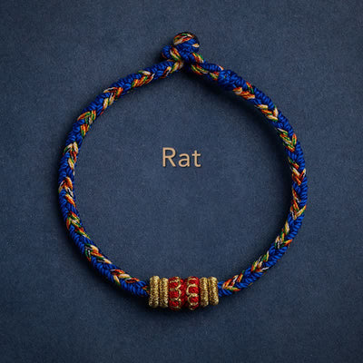Buddha Stones Tibet Handmade Chinese Zodiac Luck Strength Braided String Bracelet - Rat - 17-19cm - image 2