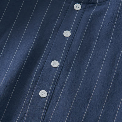 Buddha Stones Spring Casual Minimalist Drawstring Striped Men's Long Sleeve Shirts - image 14