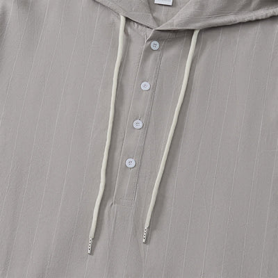 Buddha Stones Spring Casual Minimalist Drawstring Striped Men's Long Sleeve Shirts - image 23