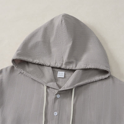 Buddha Stones Spring Casual Minimalist Drawstring Striped Men's Long Sleeve Shirts - image 22