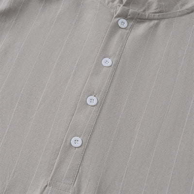 Buddha Stones Spring Casual Minimalist Drawstring Striped Men's Long Sleeve Shirts - image 24