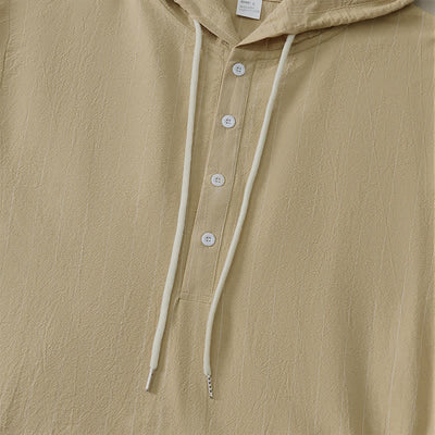 Buddha Stones Spring Casual Minimalist Drawstring Striped Men's Long Sleeve Shirts - image 4