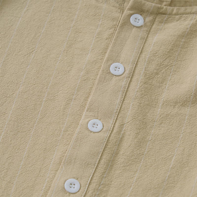 Buddha Stones Spring Casual Minimalist Drawstring Striped Men's Long Sleeve Shirts - image 5