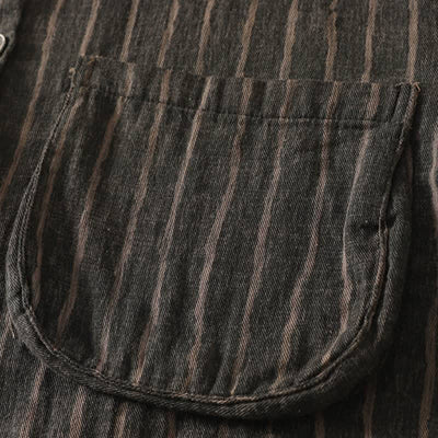 Buddha Stones Fall Casual Vintage Button-Up Striped Women's Jacket With Pockets - image 3
