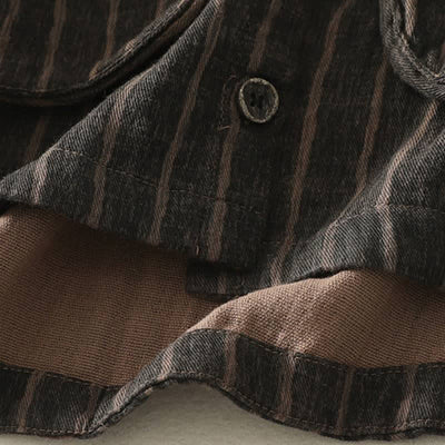 Buddha Stones Fall Casual Vintage Button-Up Striped Women's Jacket With Pockets - image 4