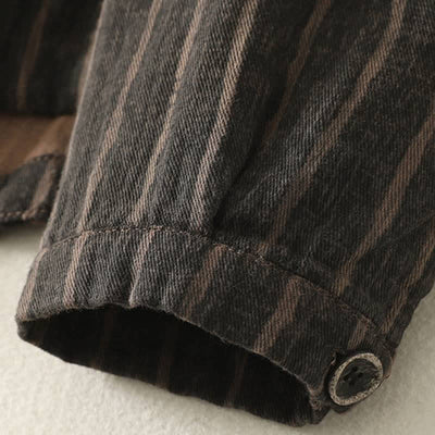 Buddha Stones Fall Casual Vintage Button-Up Striped Women's Jacket With Pockets - image 5